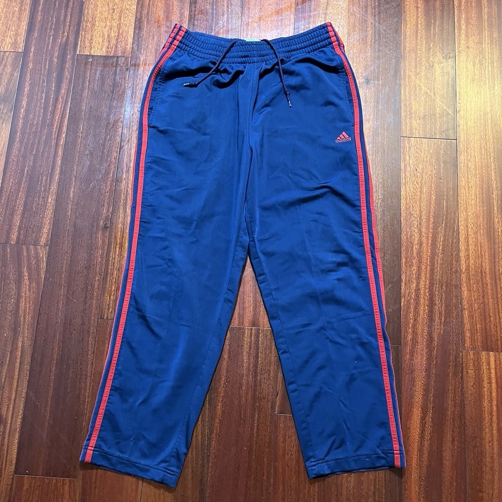Vintage Adidas Pants Men Small 32x26 Blue Red Joggers Track Pants Drawstring Y2K